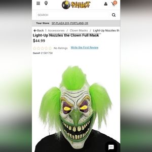 Spirit- "Light Up Nozzles The Clown" Full Mask